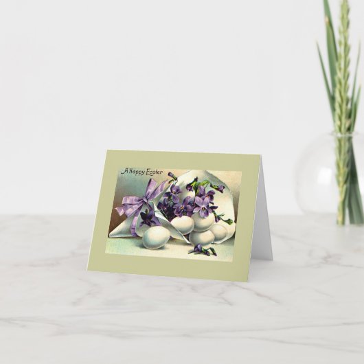 Happy Paast Violets & Eggs  Feestdagen Kaart (Voorkant)