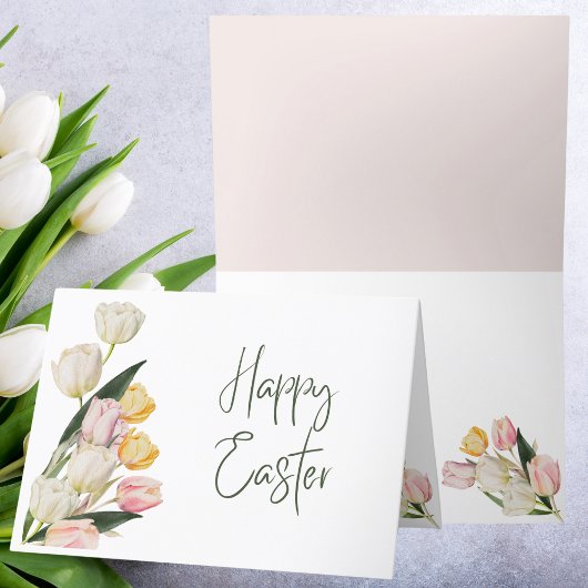 Happy Paast Waterverf Pastel Tuliers Feestdagen Kaart