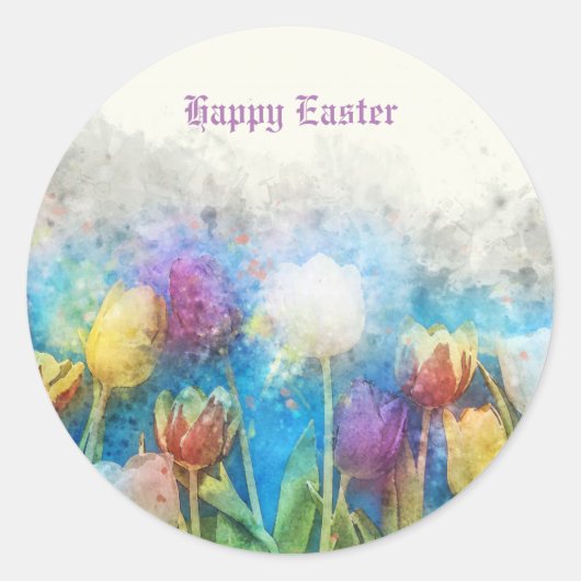 Happy Paast Waterverf Pastel Tuliers Ronde Sticker (Voorkant)