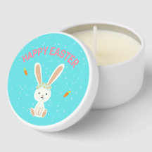 Happy Paast witte bunny op blauw