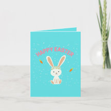 Happy Paast witte bunny op blauw