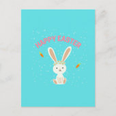 Happy Paast witte bunny op blauw Briefkaart (Voorkant)