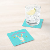 Happy Paast witte bunny op blauw Kartonnen Onderzetters (Insitu)