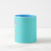 Happy Paast witte bunny op blauw Mok (Midden)