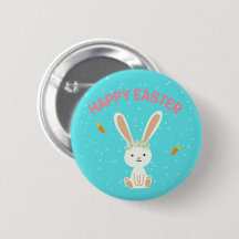 Happy Paast witte bunny op blauw