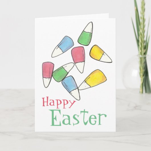 Happy Paaster Basket Candy Corn Candycorn Feestdagen Kaart (Voorkant)