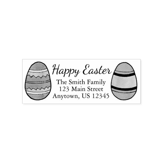 Happy Paaster Basket Egg Hunt Eggs Holiday Adres Rubberstempel (Afrduk)