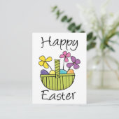 Happy Paaster Basket Feestdagenkaart (Staand voorkant)