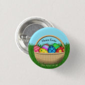 Happy Paaster Basket Ronde Button 3,2 Cm (Voorkant /achterkant)
