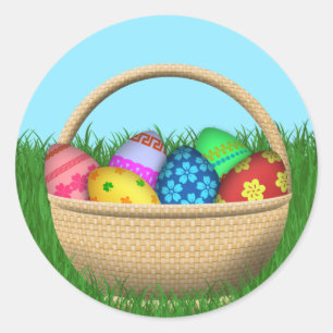 Happy Paaster Basket Ronde Sticker