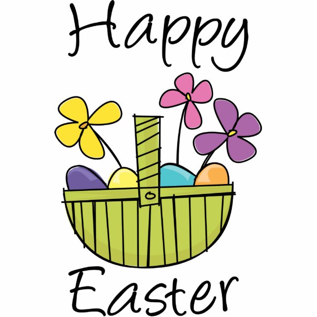 Happy Paaster Basket Staand Fotobeeldje (Voorkant)