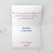 Happy Paaster Blue Roze Waterverf Floral Egg Feestdagen Kaart (Binnen)