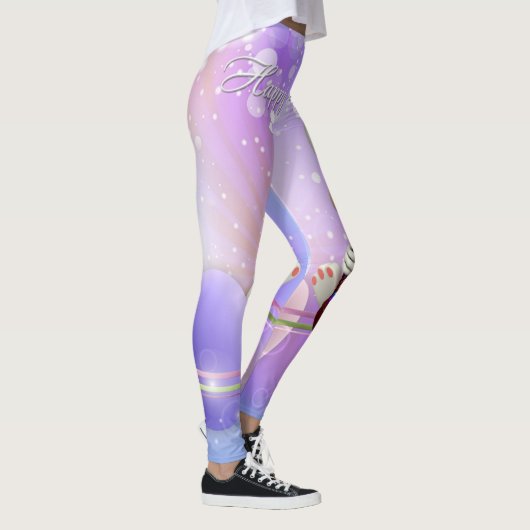 Happy Paaster Bunny Basket Eggs Lavender Leggings (Rechts)