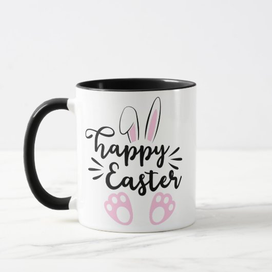 Happy Paaster Bunny Black en Pink Pasen Mok (Links)