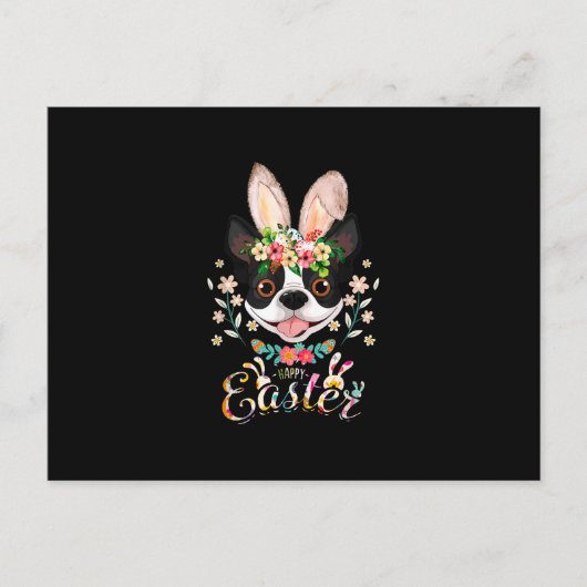 Happy Paaster Bunny Boston Terrier Lovers with Eas Aankondigingskaart (Voorkant)