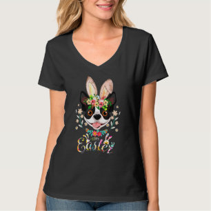 Happy Paaster Bunny Boston Terrier met paaseieren T-shirt