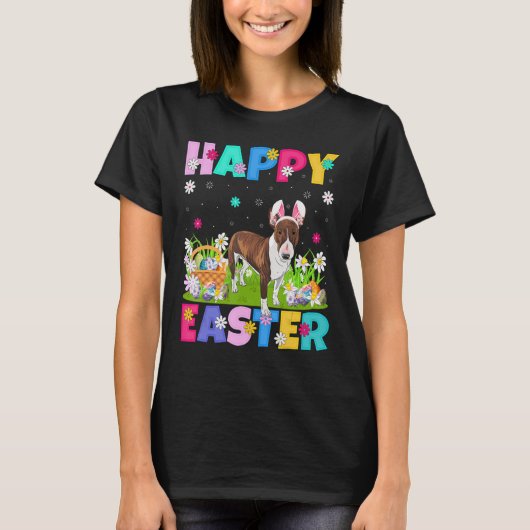 Happy Paaster Bunny Bull Terrier Dog Paaszondag T-shirt (Voorkant)