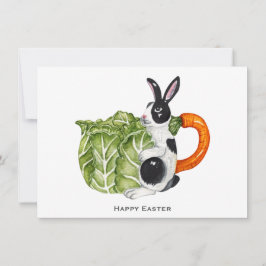 Happy Paaster Bunny Carrot Teapot Holiday Briefkaa Feestdagenkaart