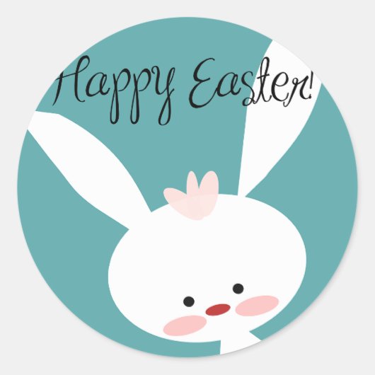 Happy Paaster Bunny Classic Round Sticker (Voorkant)