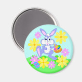Happy Paaster Bunny Cute Cartoon Rabbit Flowers Magneet (Voorkant / Achterkant)