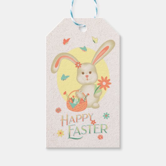 Happy Paaster Bunny Cute Personalized Cadeaulabel (Voorkant)