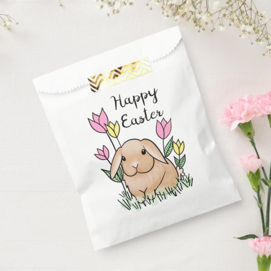 Happy Paaster Bunny Cute Spring Flowers Bedankzakje (Gezegeld)