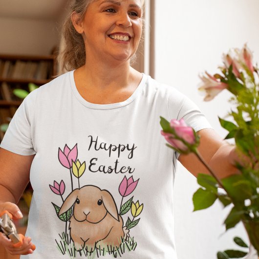 Happy Paaster Bunny Cute Spring Flowers T-shirt