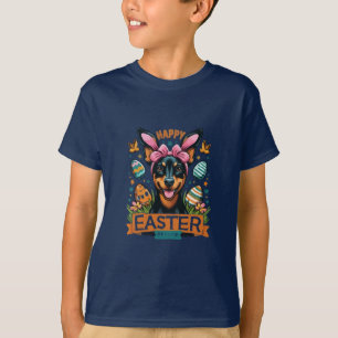 Happy Paaster Bunny Doberman Pinscher Dog Easter S T-shirt