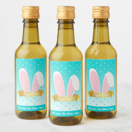 Happy Paaster Bunny Ears Blauwgroen Mini Wine Labe Wijn Etiket