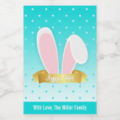 Happy Paaster Bunny Ears Blauwgroen Mini Wine Labe Wijn Etiket (Enkel label)