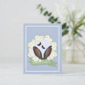 Happy Paaster Bunny Ears Daisies Wreath Briefkaart (Staand voorkant)