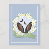 Happy Paaster Bunny Ears Daisies Wreath Briefkaart (Voorkant)