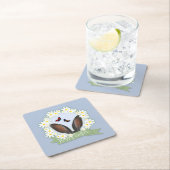 Happy Paaster Bunny Ears Daisies Wreath Kartonnen Onderzetters (Insitu)