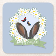 Happy Paaster Bunny Ears Daisies Wreath