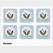 Happy Paaster Bunny Ears Daisies Wreath Vierkante Sticker (Vel)
