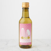 Happy Paaster Bunny Ears roze mini Wine Label set Wijn Etiket (Voorkant)