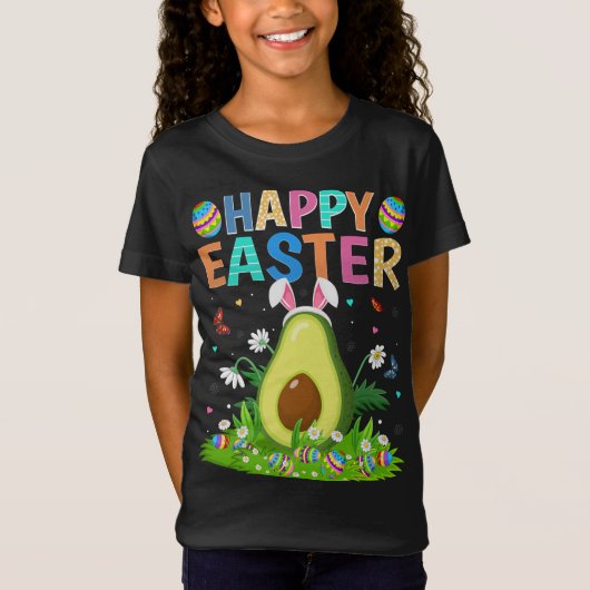 Happy Paaster Bunny Egg Funny Avocado Paaszondag T-shirt (Voorkant)