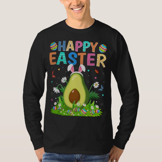 Happy Paaster Bunny Egg Funny Avocado Paaszondag T-shirt (Voorkant)