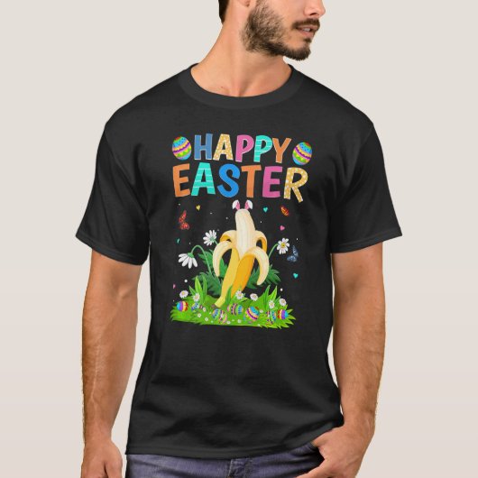 Happy Paaster Bunny Egg Funny Banana Paaszondag T-shirt (Voorkant)