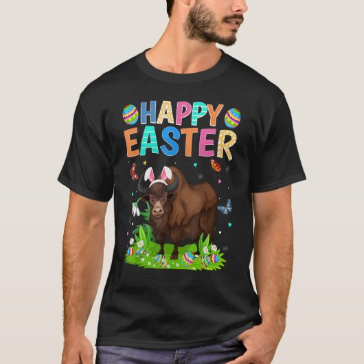 Happy Paaster Bunny Egg Funny Bison Paaszondag T-shirt (Voorkant)