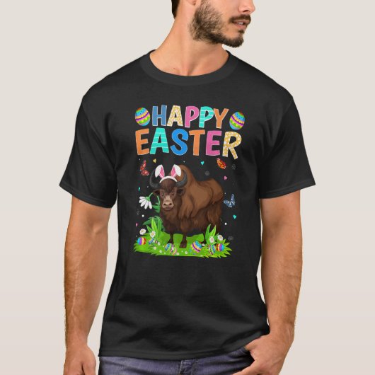 Happy Paaster Bunny Egg Funny Bison Paaszondag T-shirt (Voorkant)