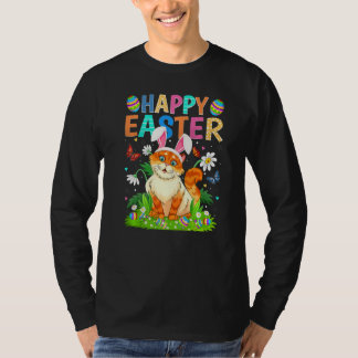 Happy Paaster Bunny Egg Funny Cat Paaszondag T-shirt