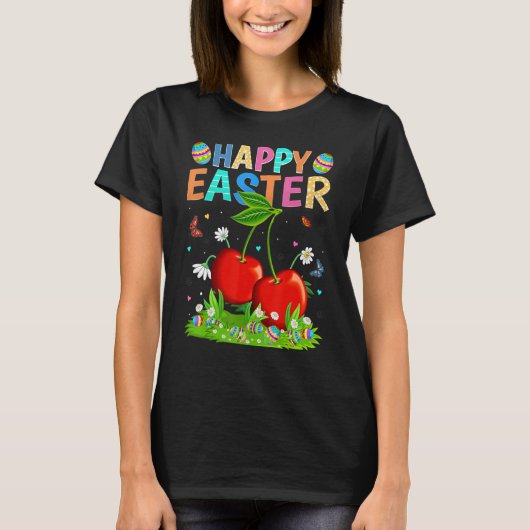 Happy Paaster Bunny Egg Funny Cherry Paaszondag T-shirt (Voorkant)