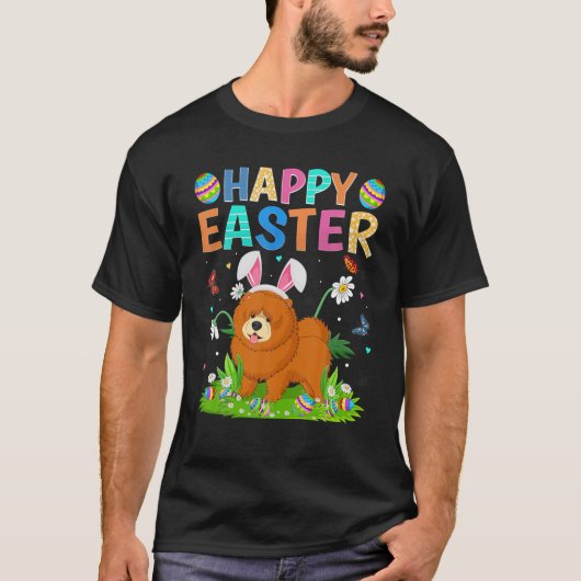 Happy Paaster Bunny Egg Funny Chow Dog Easter T-shirt (Voorkant)