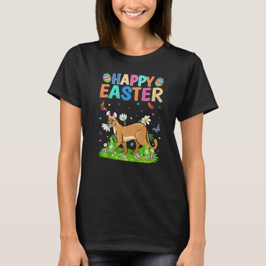 Happy Paaster Bunny Egg Funny Cougar Paaszondag T-shirt (Voorkant)