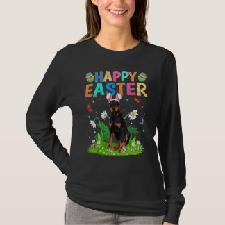 Happy Paaster Bunny Egg Funny Doberman Dog Easter T-shirt