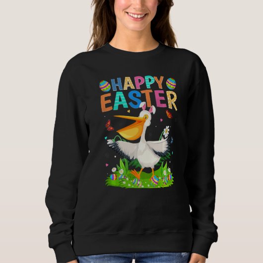 Happy Paaster Bunny Egg Funny Pelican Bird Easter  Trui (Voorkant)