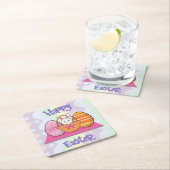 Happy Paaster Bunny Eggs Basket Cute Easter Kartonnen Onderzetters (Insitu)