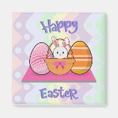 Happy Paaster Bunny Eggs Basket Cute Easter Magneet (Voorkant)