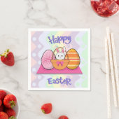 Happy Paaster Bunny Eggs Basket Cute Easter Servet (Insitu)